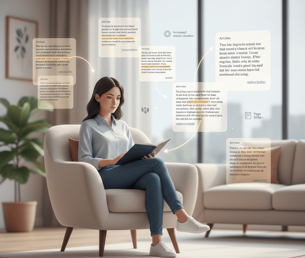 Illustration of real blog reading behavior where readers follow contextual internal links within content